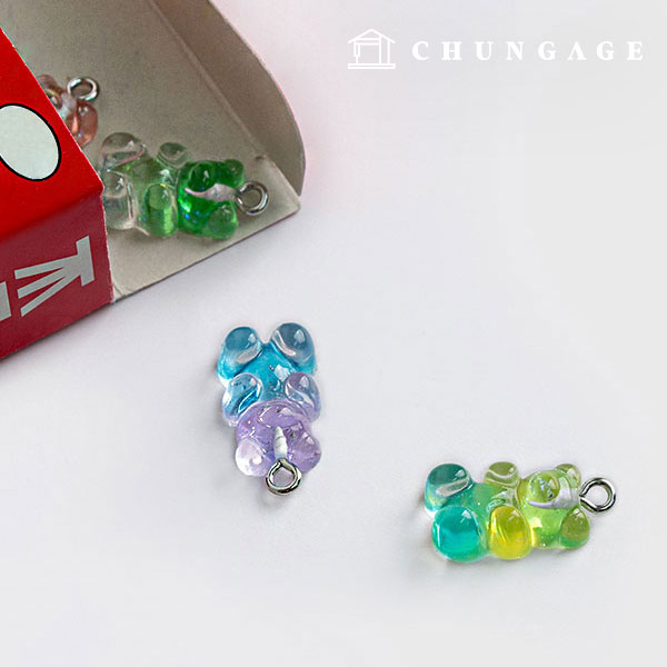 Making a jelly bear keyring Keyring Decoration Bear charm Decoration Keyring accessories subsidiary materials Gradation Jelly bear 4 types Set 60367