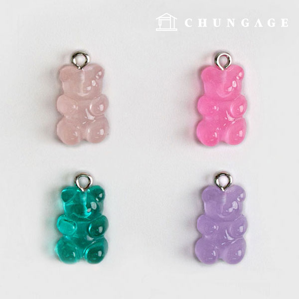 Making a jelly bear keyring Keyring Decoration Bear charm Decoration Keyring accessories subsidiary materials Basic Jelly Bear 4 types Set 60368