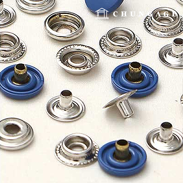 Dot button snap metal lid jatch Jumper snap Color plastic 15mm Blue 47427