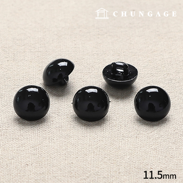 Plastic Coat Button Dress Shirt Suit Blouse Coco Harp Half Bean Button 11.5mm Black 56010