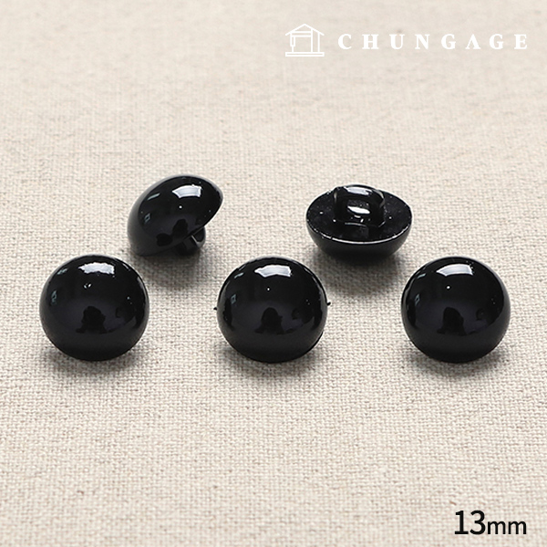 Plastic Coat Button Dress Shirt Suit Blouse Coco Harp Half Bean Button 13mm Black 56011