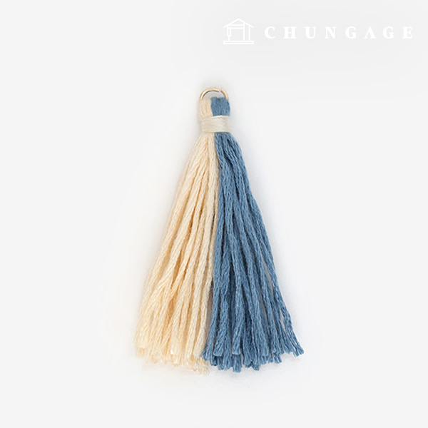 Tassel decoration two-color mix cream blue 85837