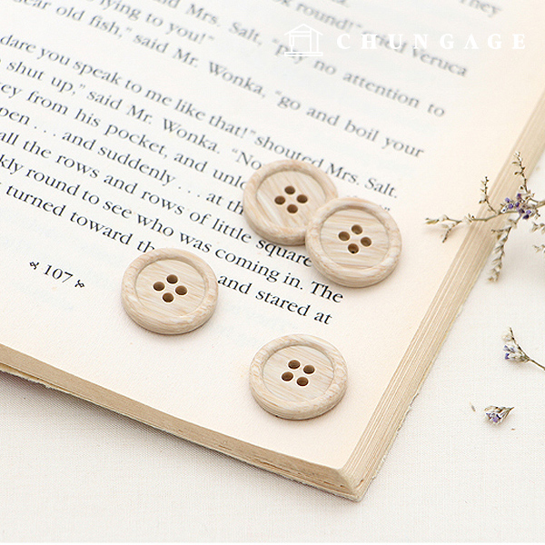 Plastic Coat Button Dress Shirt Suit Blouse Primium Wooden Button 18mm Beige 70598