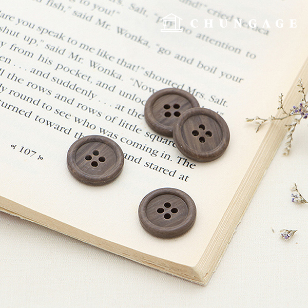 Plastic Coat Button Dress Shirt Suit Blouse Primium Wooden Button 18mm Brown 70597