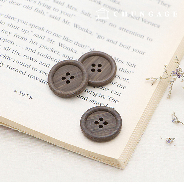 Plastic Coat Button Dress Shirt Suit Blouse Primium Wooden Button 23mm Brown 70599