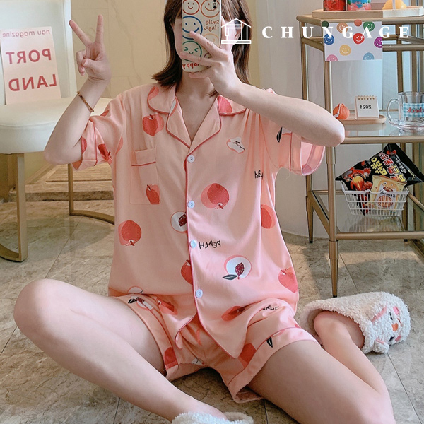 Pajamas Short-sleeve Shorts Shirt Top and Bottom Set Sleep Pajamas Pajamas 1003 peach pink 25