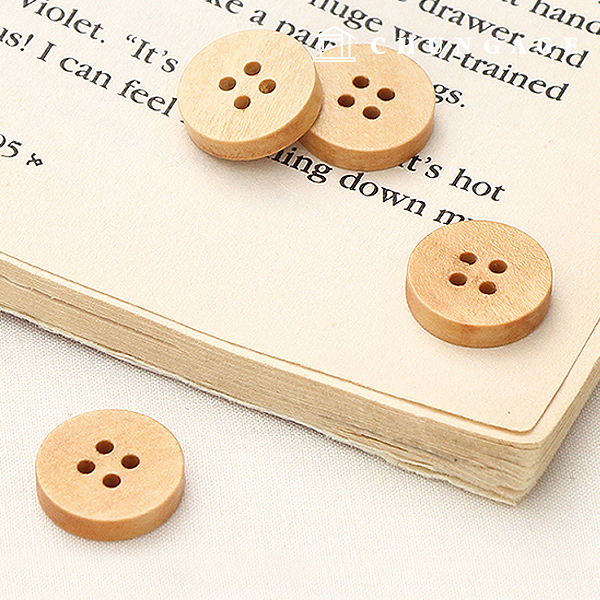 Vintage Wood Coat Bag Props Wooden Button Plain Round 15mm Natural 76936