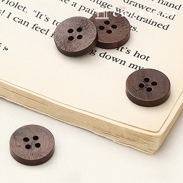 Vintage Wood Coat Bag Props Wooden Button Plain Round 15mm Dark Brown 76934