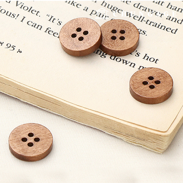 Vintage Wood Coat Bag Props Wooden Button Plain Round 15mm Brown 76935