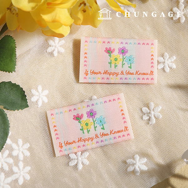 Cotton label double-folded decorative label floral special limited rainbow 53931