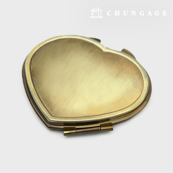 French embroidery compact folding double-sided hand mirror heart hand mirror antique gold 65480