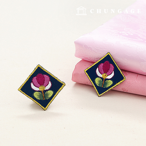 Hanbok decoration embroidery 4-square tulip Navy 2Piece 41264