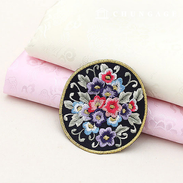 Hanbok decoration circular embroidery blossom Navy 74600