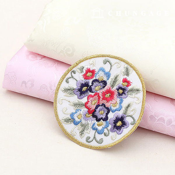 Hanbok Decoration Circular Embroidery Blossom White 74602