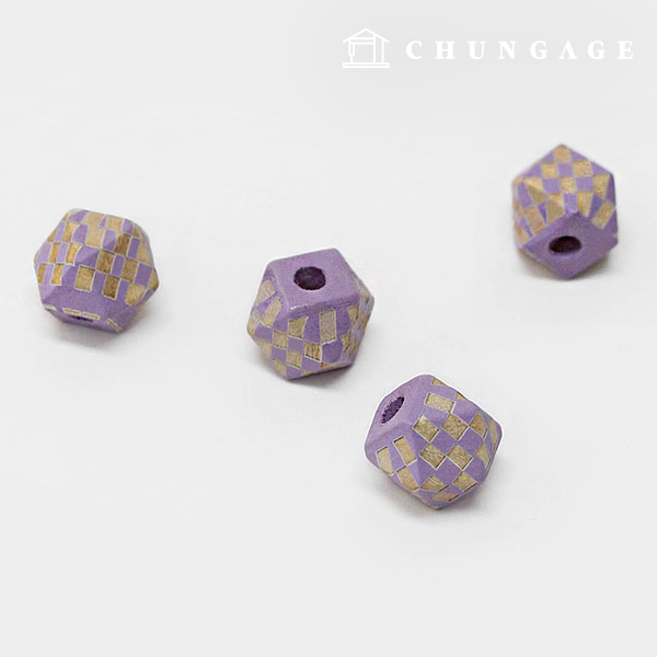 String Bell Clothing Accessories Strap Adjustment Multi-angled Wooden Bead Checkerboard Light Purple 12mm 60927