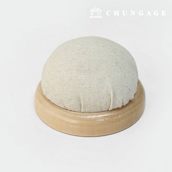 Wood Natural Linen Cover Pincushion 60961