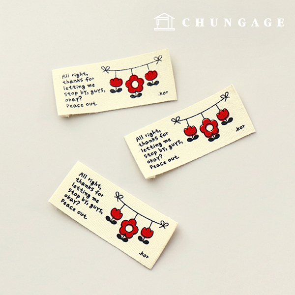 Cotton Labels Double Layer Labels Handmade Labels Red Flower 60819