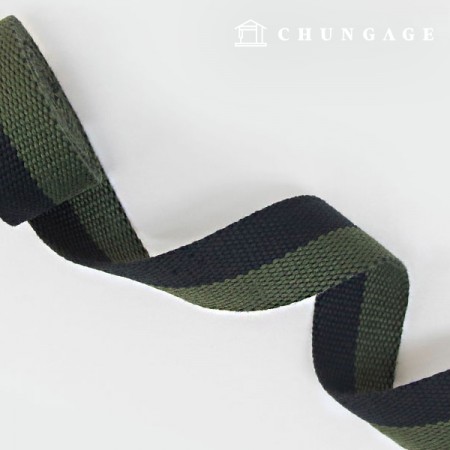 Waving strap bag strap webbing strap half color Khaki&Black 30mm 60777