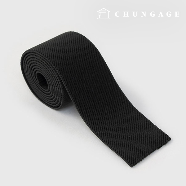 Pants Elastic Waist Elastic Band 40mm Diagonal Black 53411