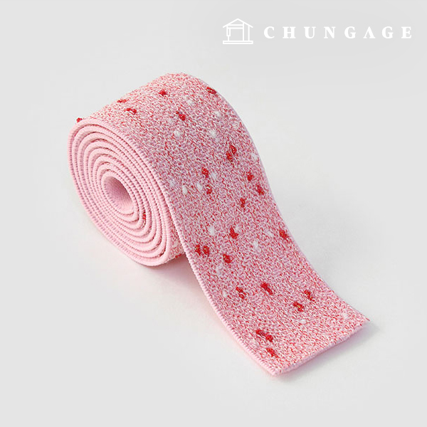 Pants elastic waist elastic band 40mm coco bouclé strawberry 53409