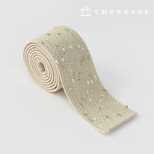 Pants elastic waist elastic band 40mm Coco Boucle Cream Gold 53408