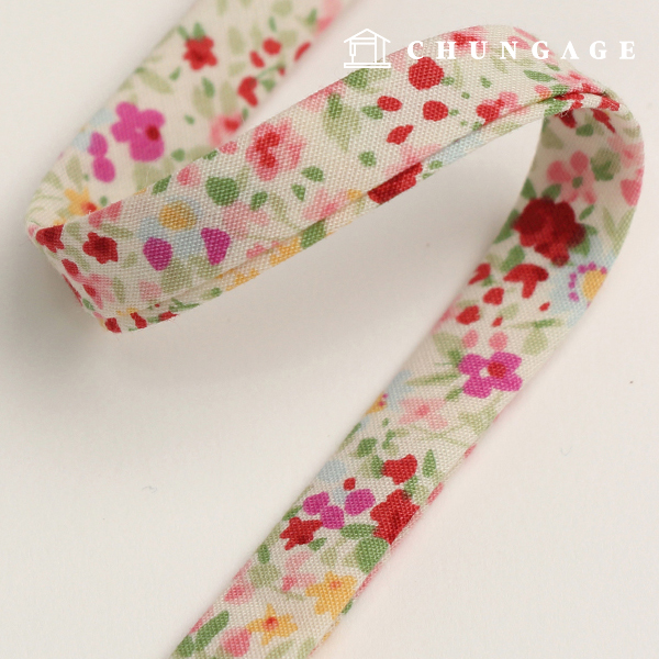 cotton bias tape floral 10mm water color 47506