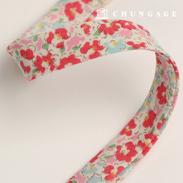 Cotton Bias Tape Floral 10mm Pink Monchouchou 47505