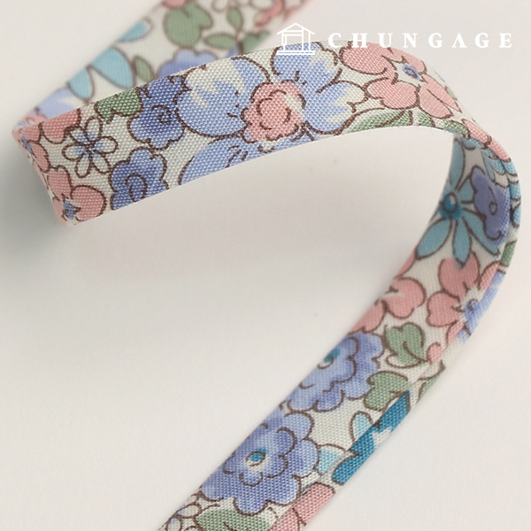 cotton bias tape floral 10mm Blue Blossom 47502