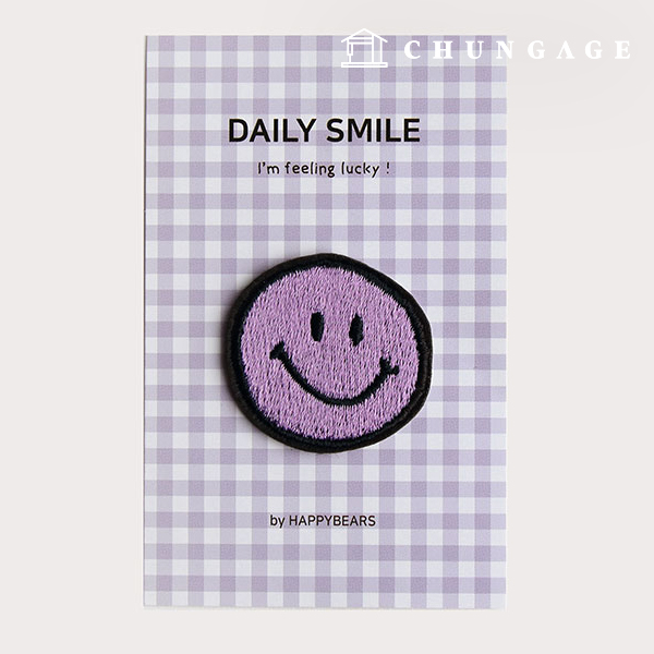 Adhesive wappen embroidery daily smile purple wappen patch 39230