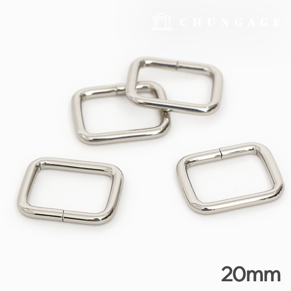 Bag square ring connector subsidiary materials Basic 20mm Silver 47475