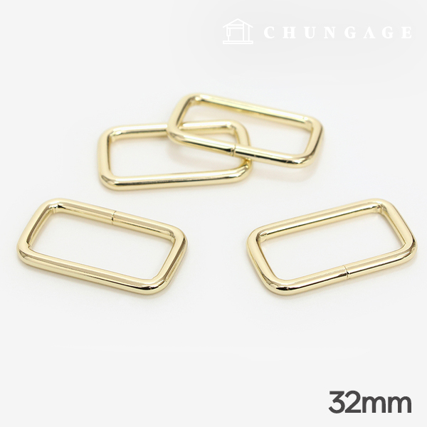 Bag square ring connector subsidiary materials Basic 32mm Gold 47478