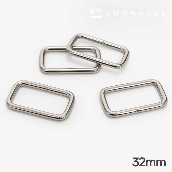 Bag square ring connector subsidiary materials Basic 32mm Silver 47478