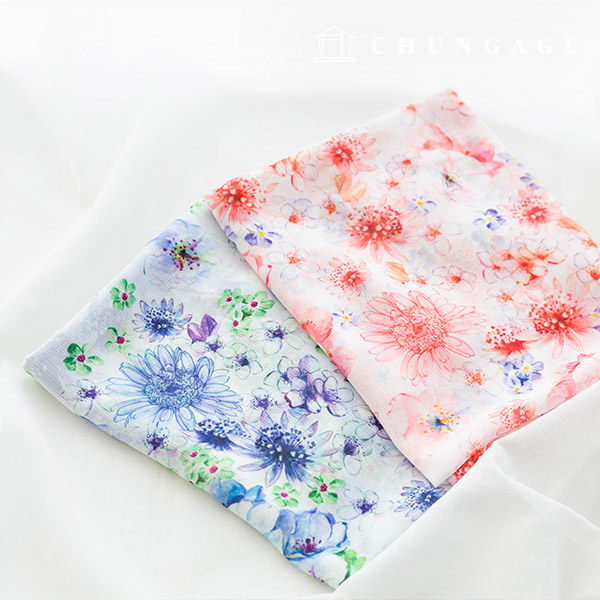 Chiffon Fabric DTP Floral Wide Width Chiffon Poly Fabric 13 Line Flower 2 Types