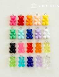 Jelly bear acrylic charm keyring making 10 pieces, bear keyring decoration accessories, 20 types of subsidiary materials