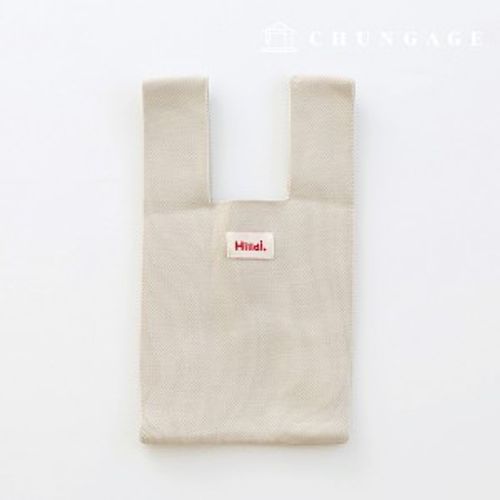 Knit Mini Hand Bag Check Knit Bag Wrist Bag Tote Bag Plain Beige