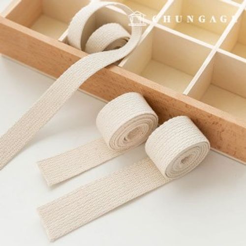 Cotton Woven Strap Eco Bag Webbing Strap 20mm Natural