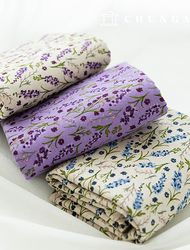 Linen Fabric Wide Width Linen Fabric Flower Pattern 11 count Dyeing Lavender 3 types