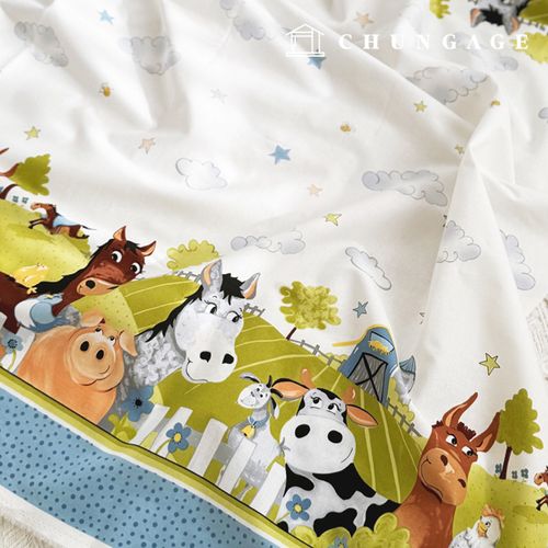 cotton fabric cotton 20 count animal Fabric animal farm