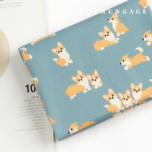 Eco-friendly antibacterial and anti-inflammatory fabric E-DTP cotton 20 count Corgi family