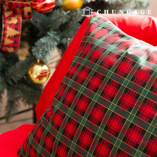 cotton oxford fabric christmas check fabric winter cherry green red