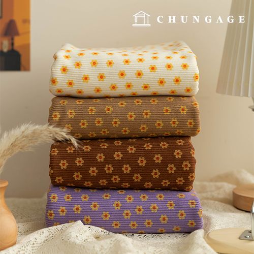 Corduroy Fabric Span Medium Golden 8W Corduroy Flower Pattern Flower fabric Wide Width Winter Fabric Petite Ella 4 types