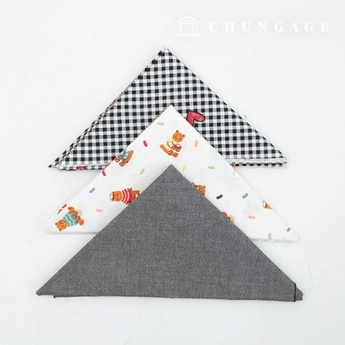 Fabric Package Zoo Group Bear Heart Check Cloth Black Piece Cloth 3 Pack It's Package 132