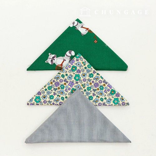 Fabric Package Zoo Group Raccoon Small Flower Pattern Flower Fabric Green Gray Sculpture Cloth 3 Pack It's Package 129