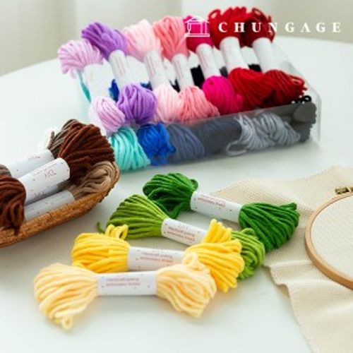 French embroidery punch needle thread wool embroidery thread 10m 24 color set