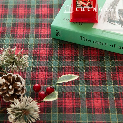 cotton napping Winter microfiber fabric Christmas Check Fabric Oxford Winter Cherry Green Red