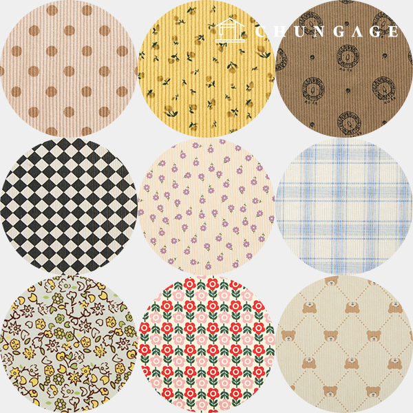 Corduroy Fabric Span Corduroy 8W 16W Floral Fabric Check Dot Print Wide Width Winter Fabric 65 types