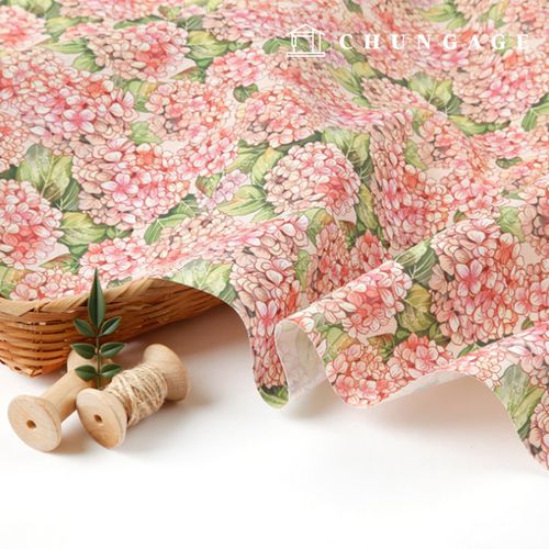 Linen fabric Cotton Linen 11 count Eco-friendly E-DTP Cotton Wide Width French Hydrangea Pink ML1645