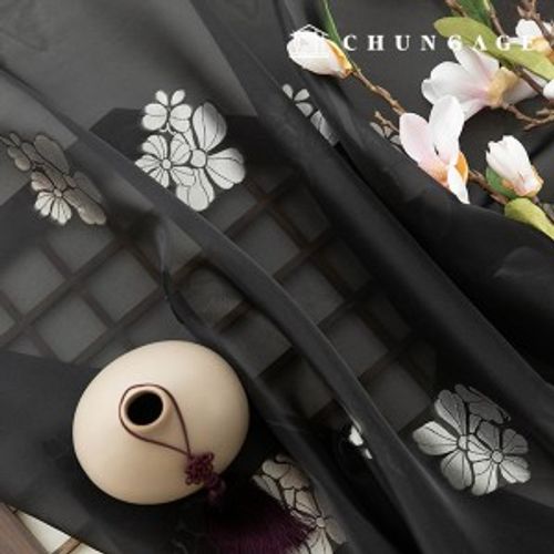 Hanbok fabric Uragiri flower pattern Fabric Hanbok making Black Plum