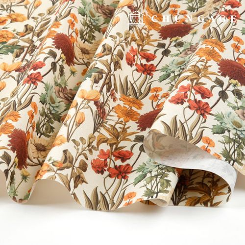 Linen fabric Cotton Linen 11 count Eco-friendly E-DTP Cotton Wide Width Falling Flower ML1701