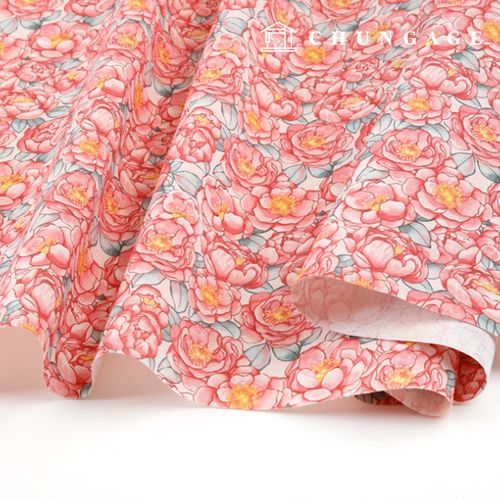 Linen fabric Cotton Linen 11 count Eco-friendly E-DTP Cotton Wide Width Romantic Peony Pink ML1637